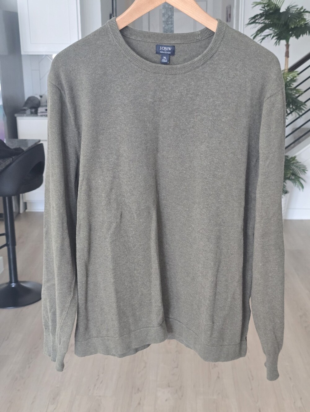 J.Crew 100% Cotton Crew Neck Sweater Gray XL Lightweight Classic Pullover Men